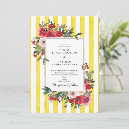 Faire-part de mariage jaune flambant (Debout devant)