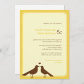 Faire-part de mariage jaune inséparable contempora (Devant / Derrière)