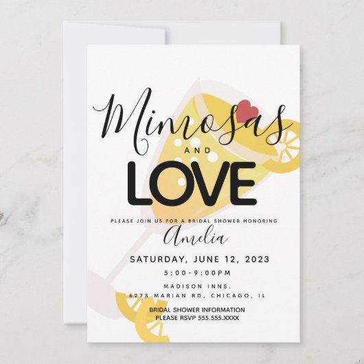 Faire-part de mariage jaune mimosa noir (Devant)