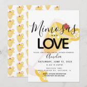 Faire-part de mariage jaune mimosa noir (Devant / Derrière)