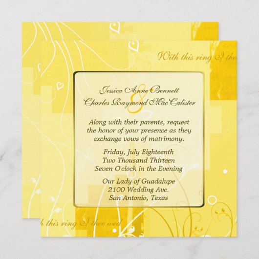 Faire-part de mariage Jaune Moderne (Devant / Derrière)