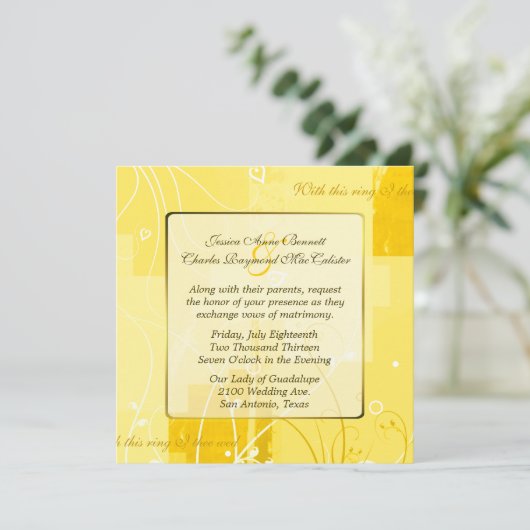 Faire-part de mariage Jaune Moderne (Debout devant)