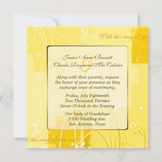 Faire-part de mariage Jaune Moderne (Devant)