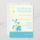 Faire-part de mariage jaune turquoise feuille (Devant)