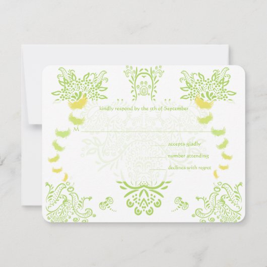 Faire-part de mariage jaune vert de perruche (Dos)