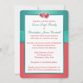 Faire-part de mariage jointif floral turquoise de (Dos)