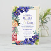 Faire-part de mariage | Joyeux aquarelle florale (Debout devant)