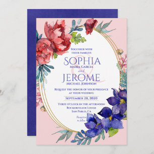 Faire-part de mariage Joyeux aquarelle florale