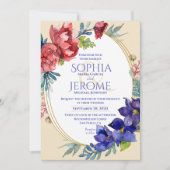 Faire-part de mariage | Joyeux aquarelle florale (Devant)