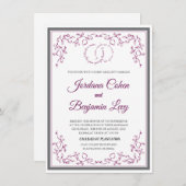 Faire-part de mariage juive de canneberge de grena (Devant / Derrière)