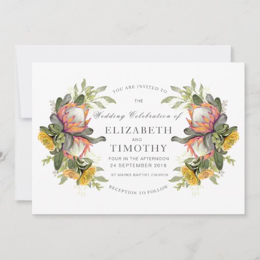 Faire-part de mariage King Protea Bouquet (Devant)