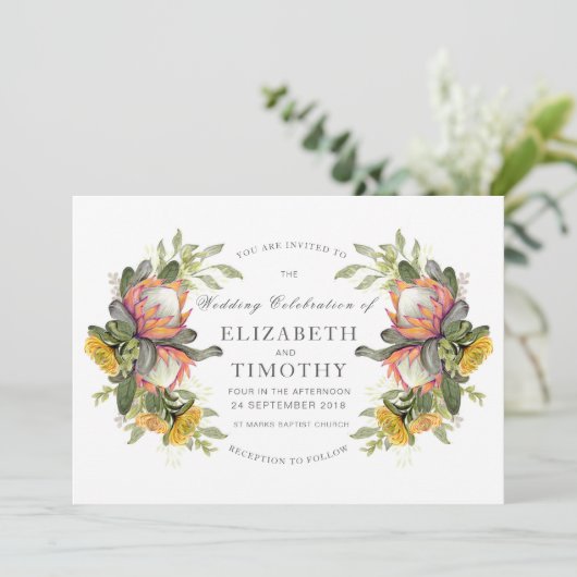 Faire-part de mariage King Protea Bouquet (Debout devant)