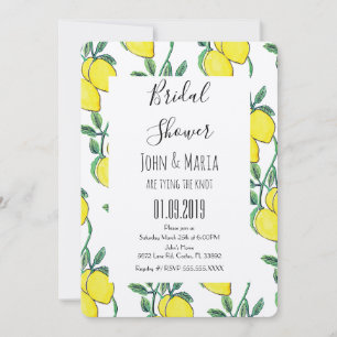 Faire-part de mariage Kraft vert citron aquarelle