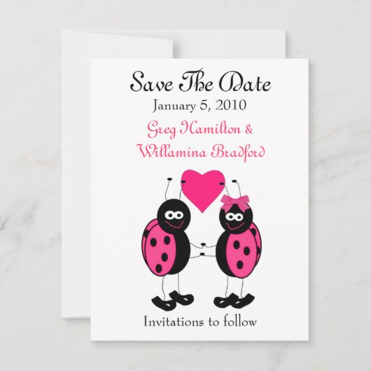 Faire-part de mariage Ladybug Save the Date (Devant)
