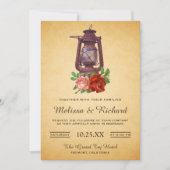 Faire-part de mariage lanterne florale de campagne (Devant)