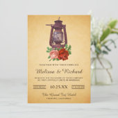 Faire-part de mariage lanterne florale de campagne (Debout devant)