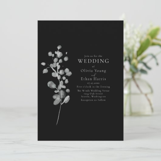 Faire-part de mariage laqué noir (Debout devant)