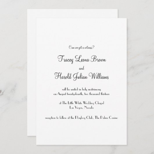 Faire-part de mariage Las Vegas (Devant / Derrière)