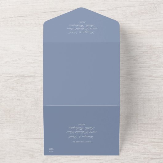 Faire-part de mariage Laurel minimum bleu tout en  (Dehors)
