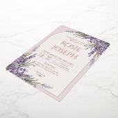 Faire-part de mariage lavande à feuilles d'alumini (Rotation)