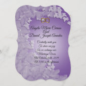 Faire-part de mariage, Lavande avec coussin ivoire (Devant / Derrière)