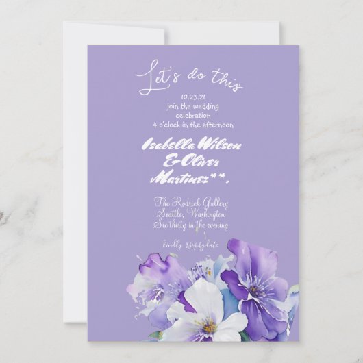 faire-part de mariage lavande colorée (Devant)