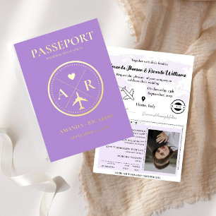 Faire-part de mariage Lavande et Gold Passport