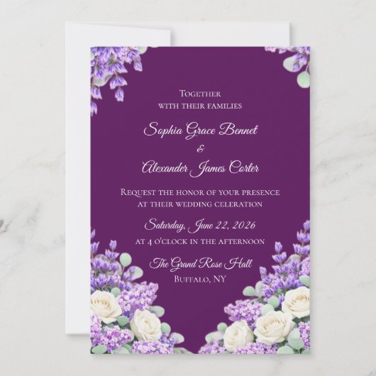Faire-part de mariage Lavande et Lilas (Devant)