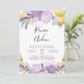 Faire-part de mariage lavande, Invitation d'été (Debout devant)