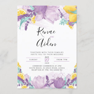 Faire-part de mariage lavande, Invitation d'été