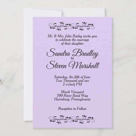 Faire-part de mariage Lavande simple (Devant)