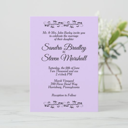 Faire-part de mariage Lavande simple (Debout devant)