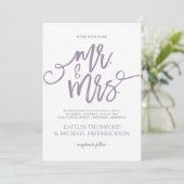 Faire-part de mariage lavande-violet | Écriture Pi (Debout devant)