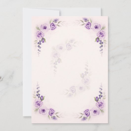 Faire-part de mariage Lavender et Blush Rose (Dos)