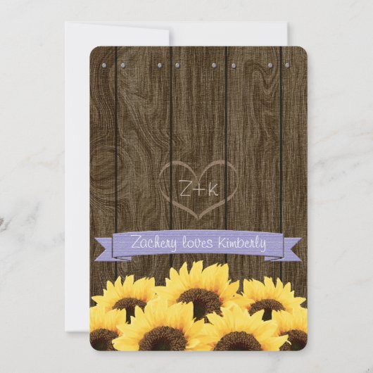 FAIRE-PART DE MARIAGE LAVENDER RUSTIC SUNFLOWER (Dos)