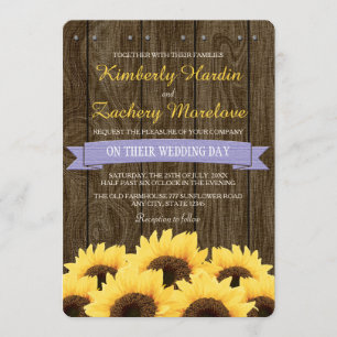 FAIRE-PART DE MARIAGE LAVENDER RUSTIC SUNFLOWER