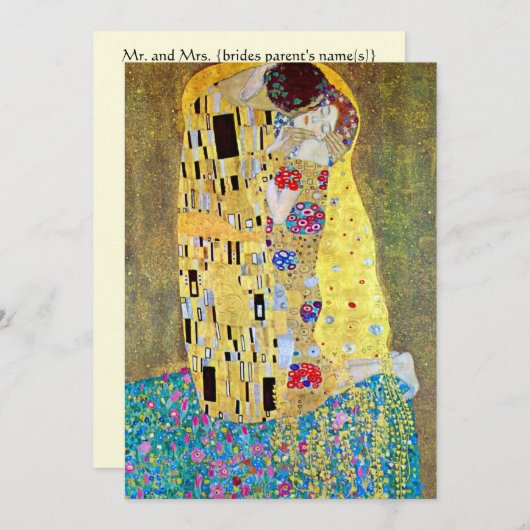 Faire-part de mariage ; Le baiser de Gustav Klimt (Devant / Derrière)