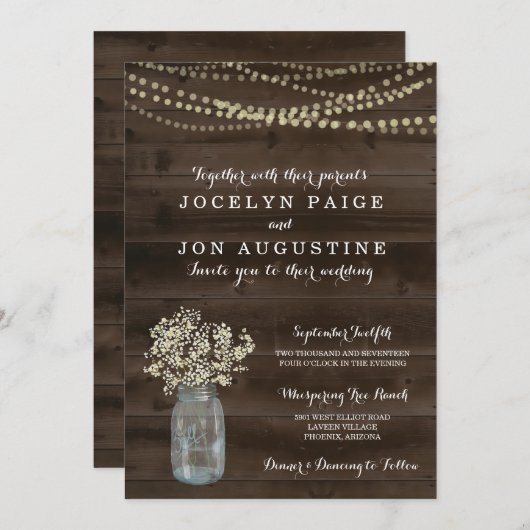 Faire-part de mariage | Le souffle du bébé rustiqu (Devant / Derrière)