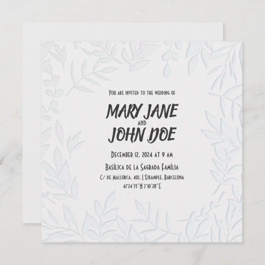 Faire-part de mariage Leavespress (Devant / Derrière)