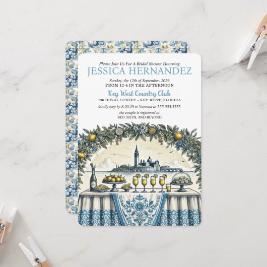Faire-part de mariage Lemon Tile (Devant/Arrière en situation)