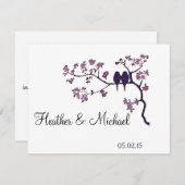 Faire-part de mariage - les oiseaux amoureux sur u (Devant / Derrière)