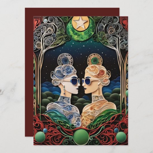 Faire-part de mariage lesbien (Devant / Derrière)