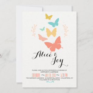 Faire-part de mariage lesbien sur toile papillon