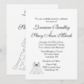 Faire-part de mariage Lesbienne blanche (Devant / Derrière)