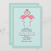 Faire-part de mariage lesbienne des Flamants roses (Devant / Derrière)