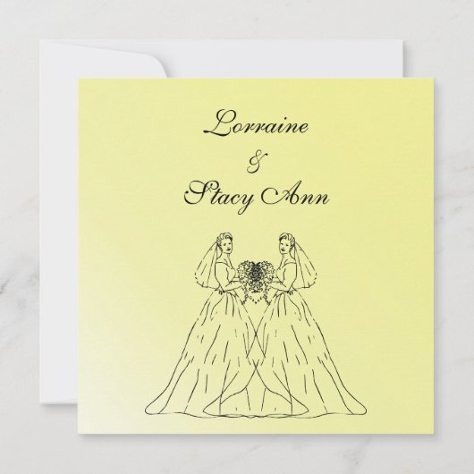 Faire-part de mariage lesbienne jaune (Dos)