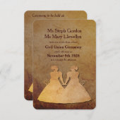 Faire-part de mariage lesbienne rustique foncé (Devant / Derrière)