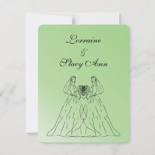 Faire-part de mariage Lesbienne Verte (Dos)