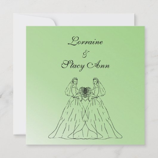 Faire-part de mariage Lesbienne Verte (Dos)