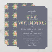 Faire-part de mariage Lettres florales aquarelle (Devant / Derrière)